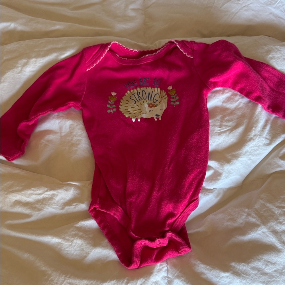 Hot pink long sleeve hedgehog bodysuit NEVER WORN